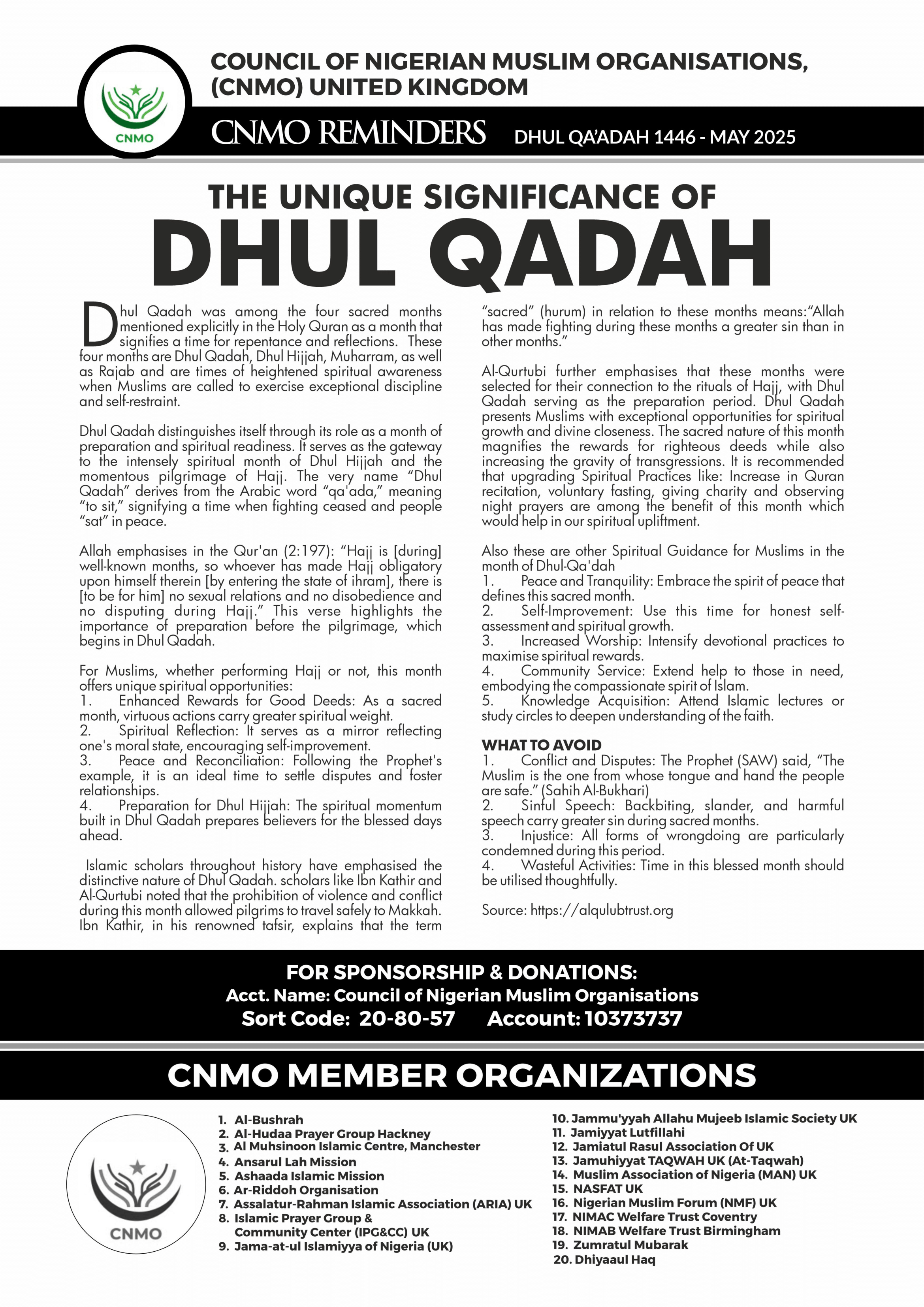 Dhul Qaadah Bulletin
